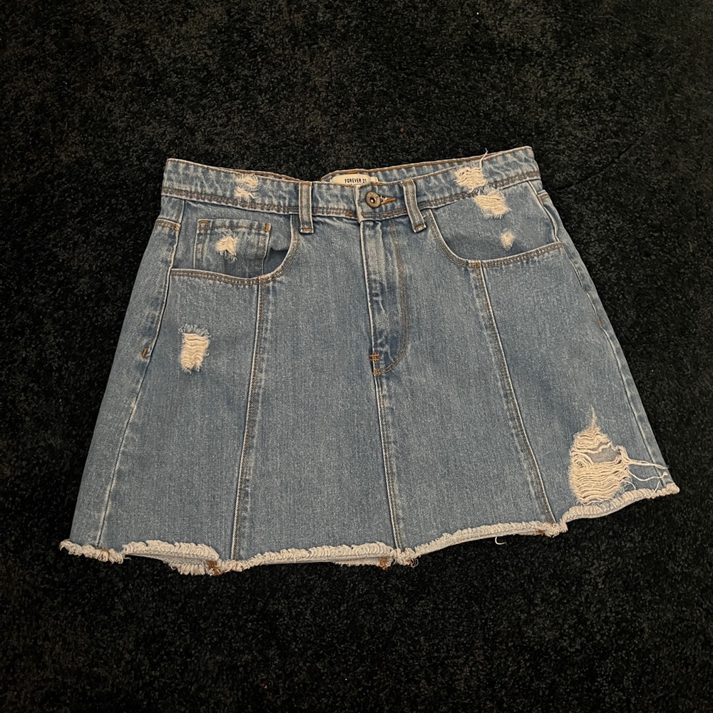Forever 21 Distressed Denim Skirt